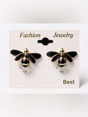 Best Bee Clip On Earrings Black Gold Tone Costume Jewelry